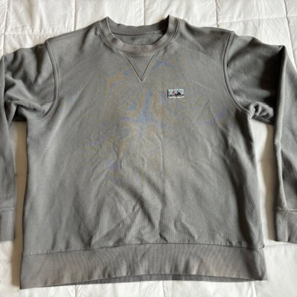 Patagonia Sweatshirt Womens Small Green Gray Crew Pullover 100% Organic Cotton - Picture 1 of 3